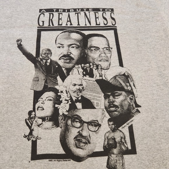 Vintage 90s Black History Leaders "Tribute To Greatness" T-shirt large Unisex - Picture 2 of 6